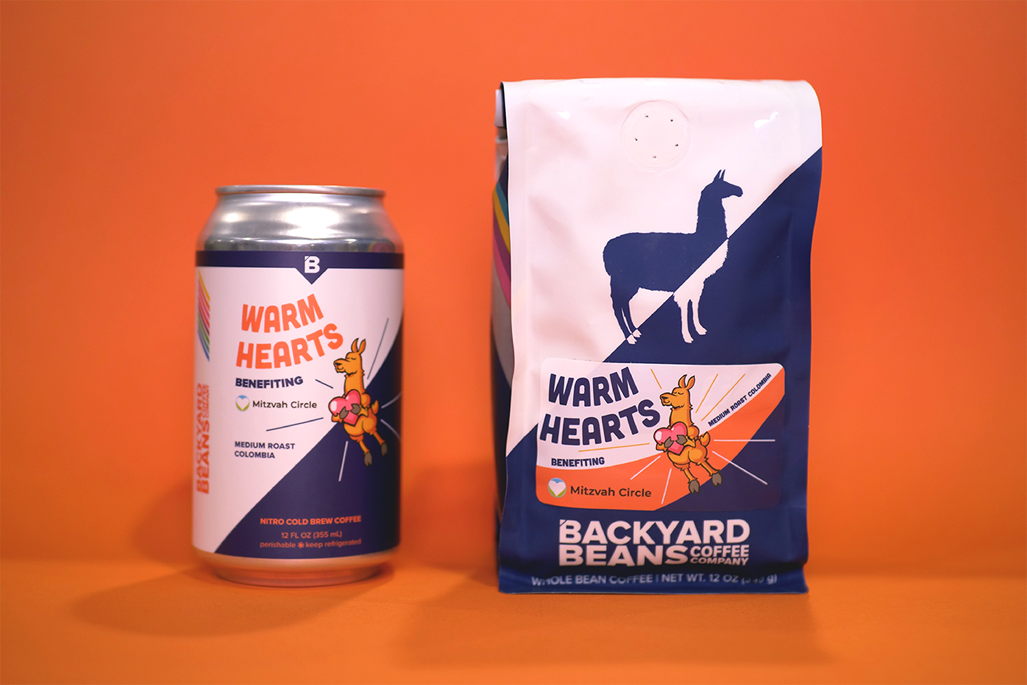 Image of Warm Hearts coffee beans and cold brew