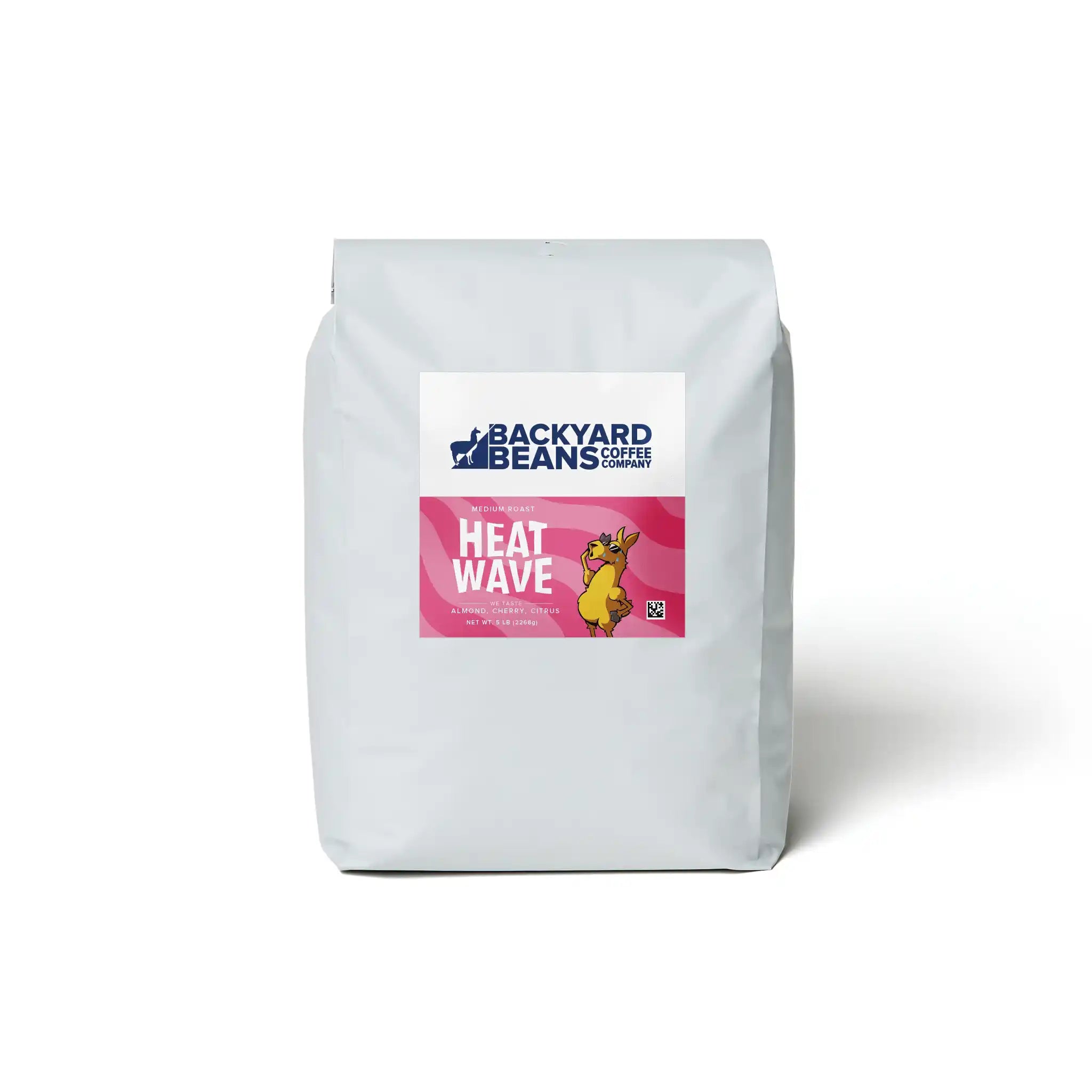 Backyard Beans Coffee bag labeled 'Heat Wave' on a white background