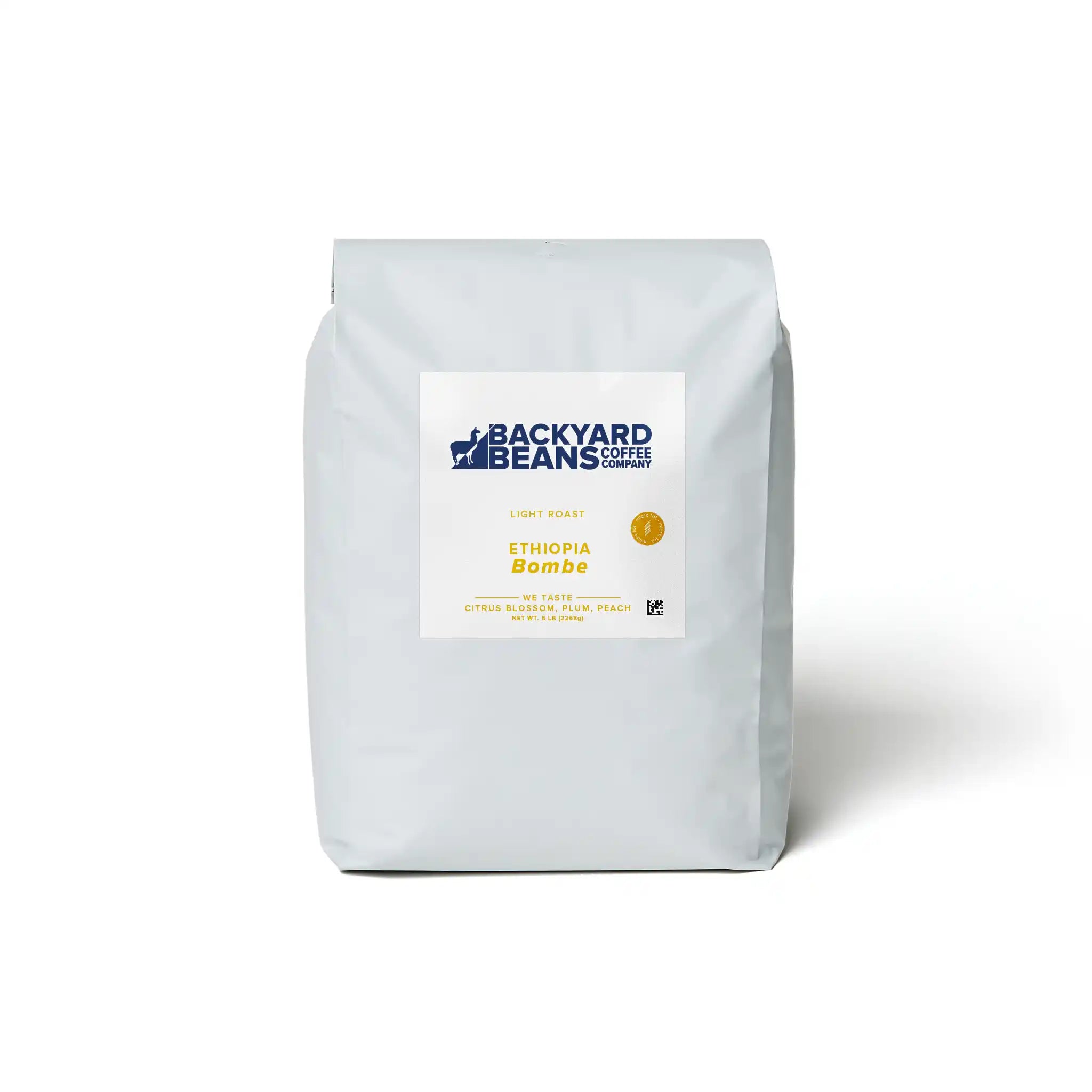 Backyard Beans coffee bag on a white background