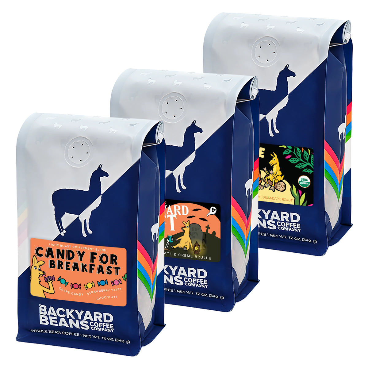 Image of three October Seasonal coffee retail bags