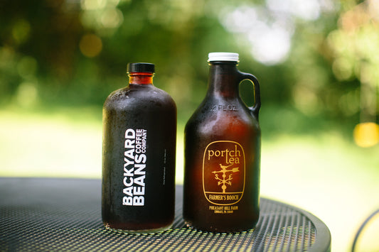 Image of cold brew and portch tea growlers.