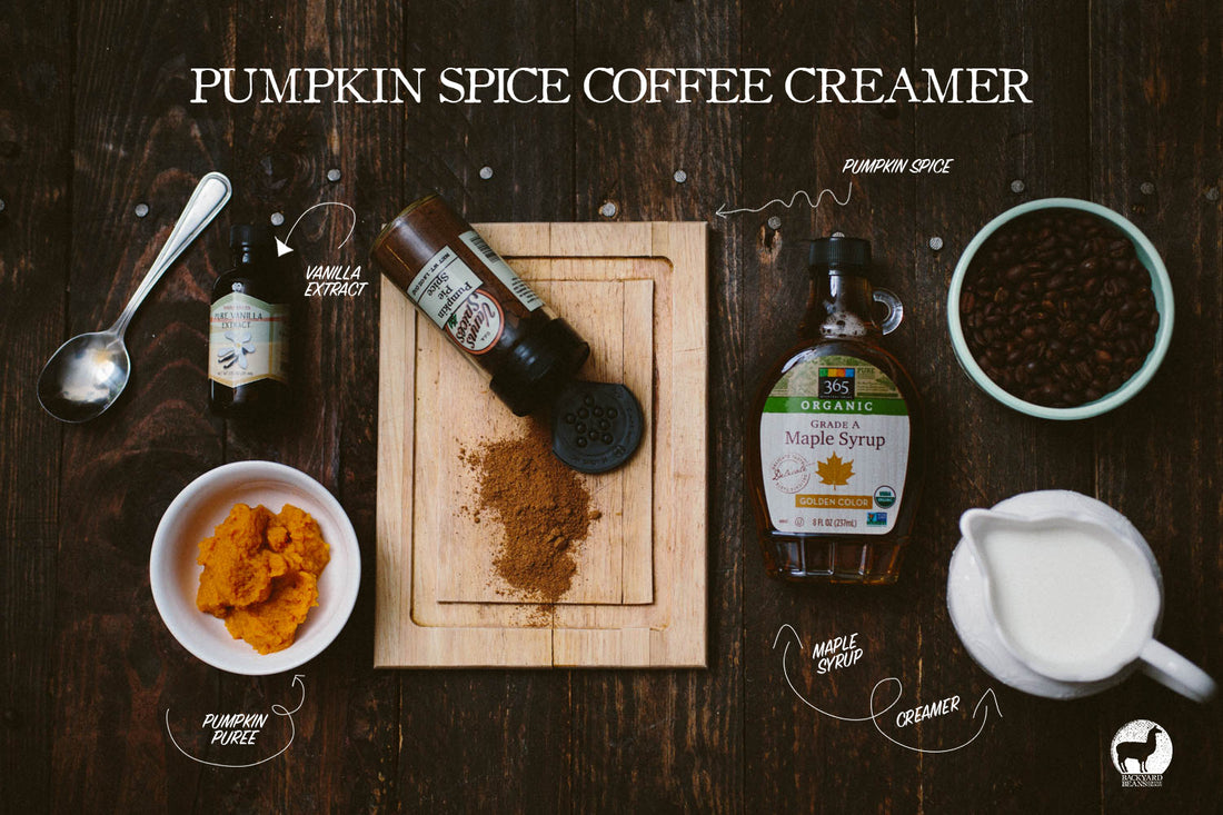 Image of ingredients for a pumpkin spice coffee creamer.
