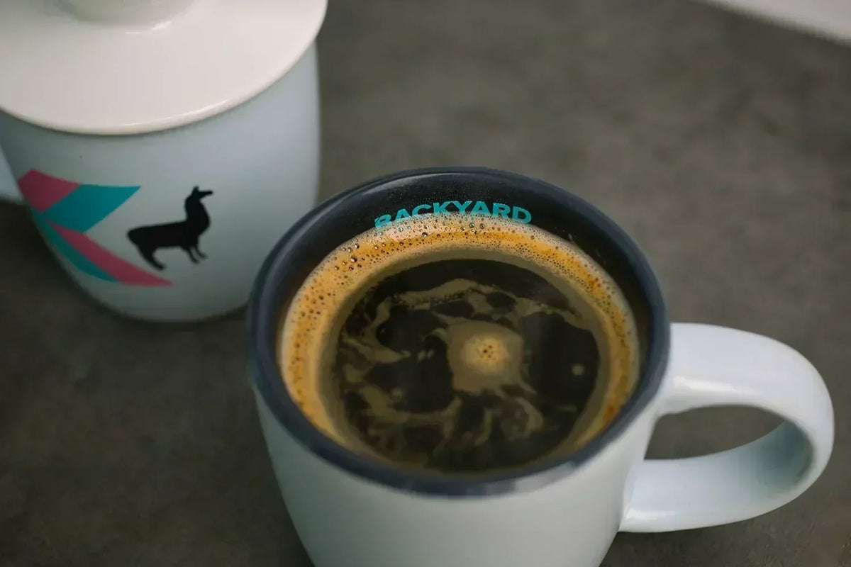 Image of black coffee in a Backyard Beans mug