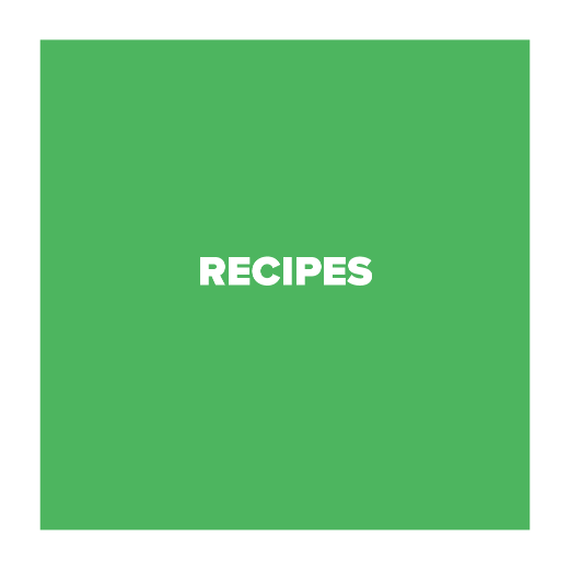 Green square with text that says "recipes"
