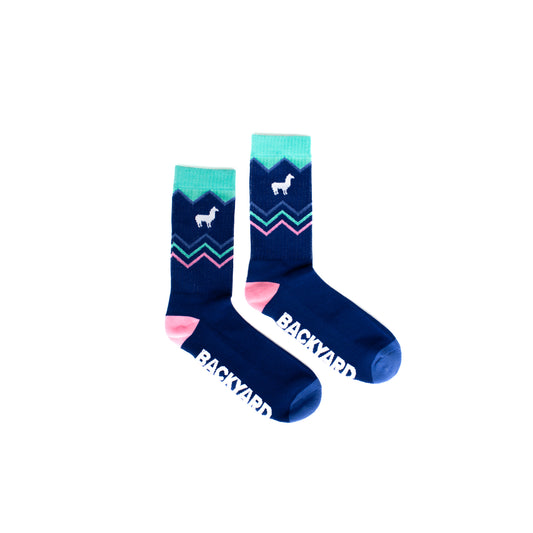 Image of Backyard Beans Coffee Co. llama socks.