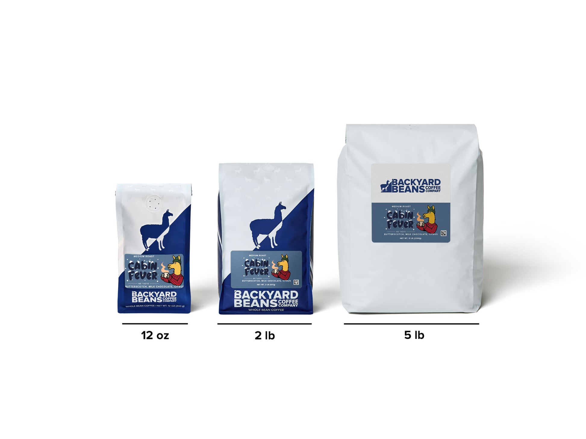 image of 12oz, 2lb, and 5lb bags