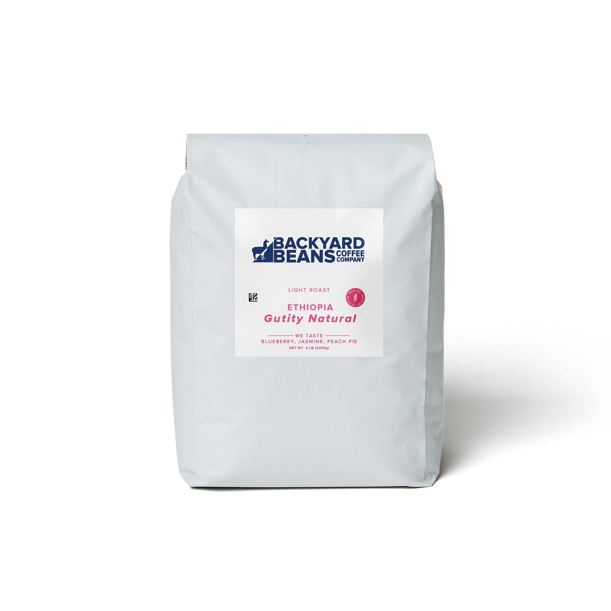 Image of Ethiopia Gutity Natural retail coffee bag with white background