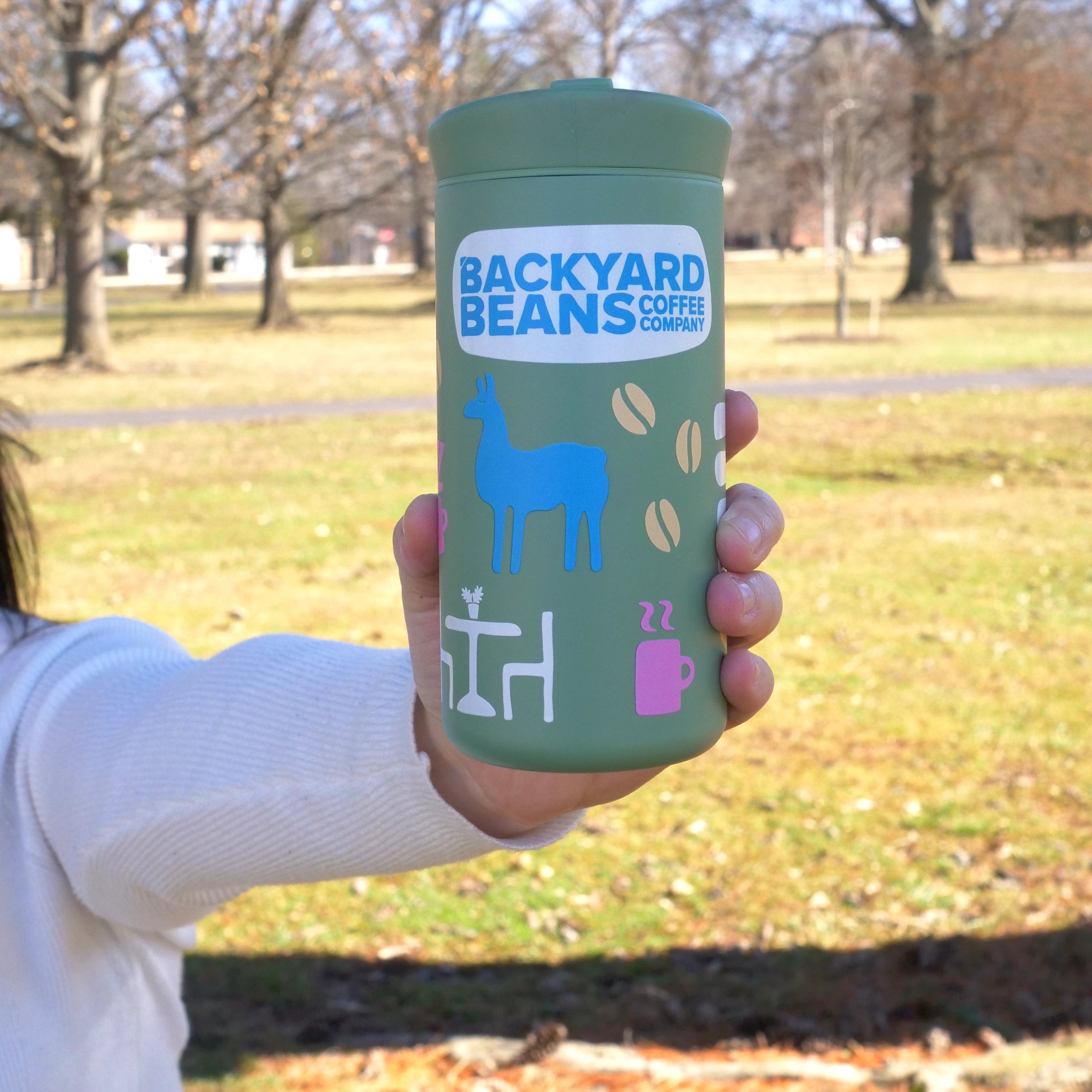 Image of Backyard Beans limited edition spring travel hot cup