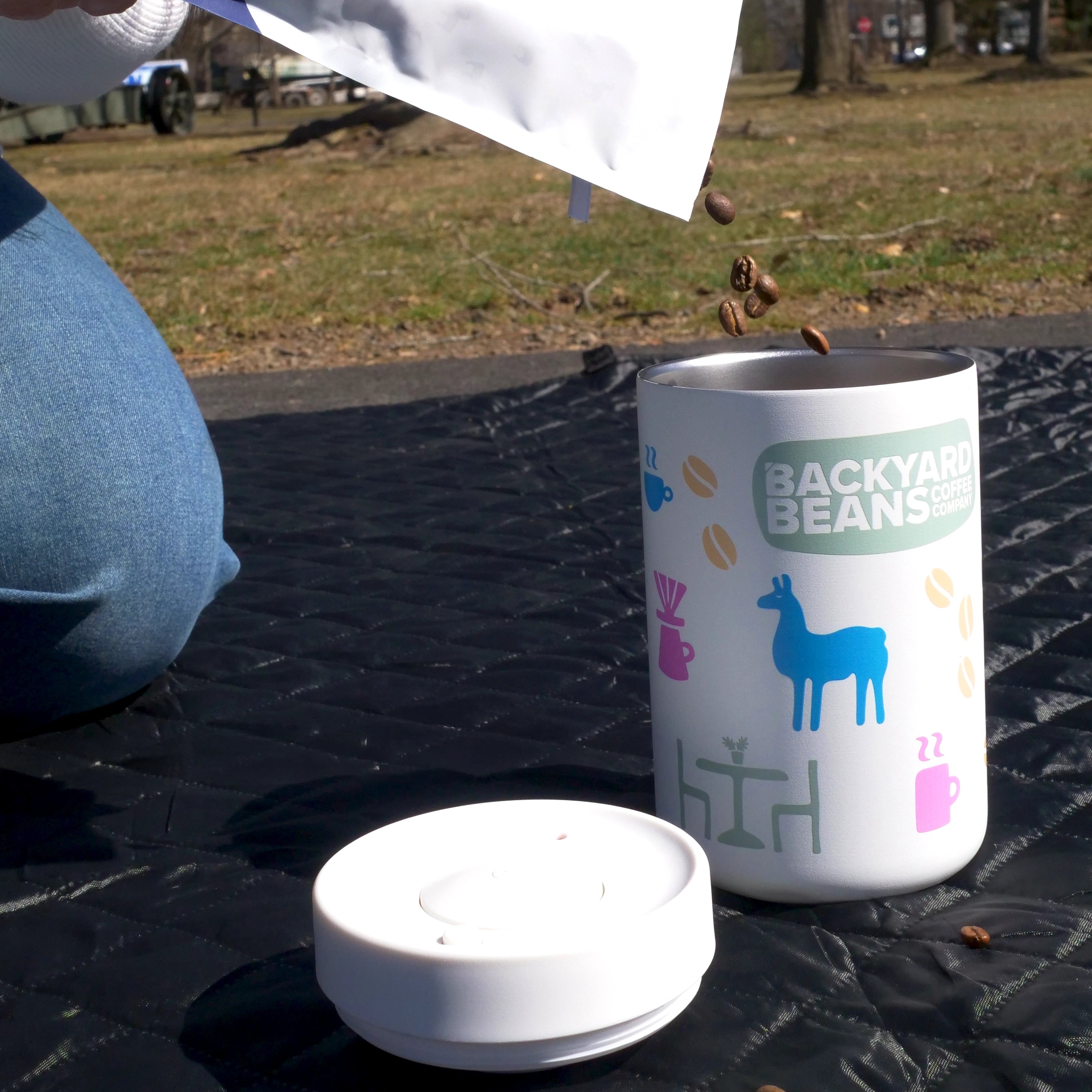 Image of pouring coffee in spring limited edition reserve canister