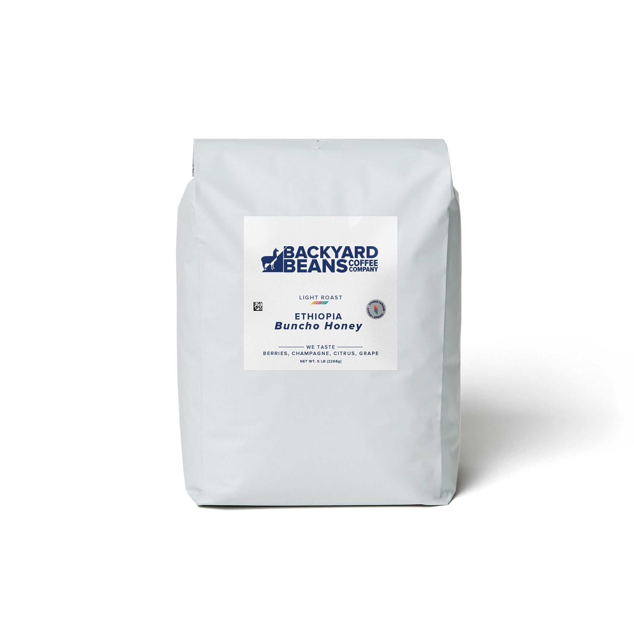 Backyard Beans coffee bag on a white background